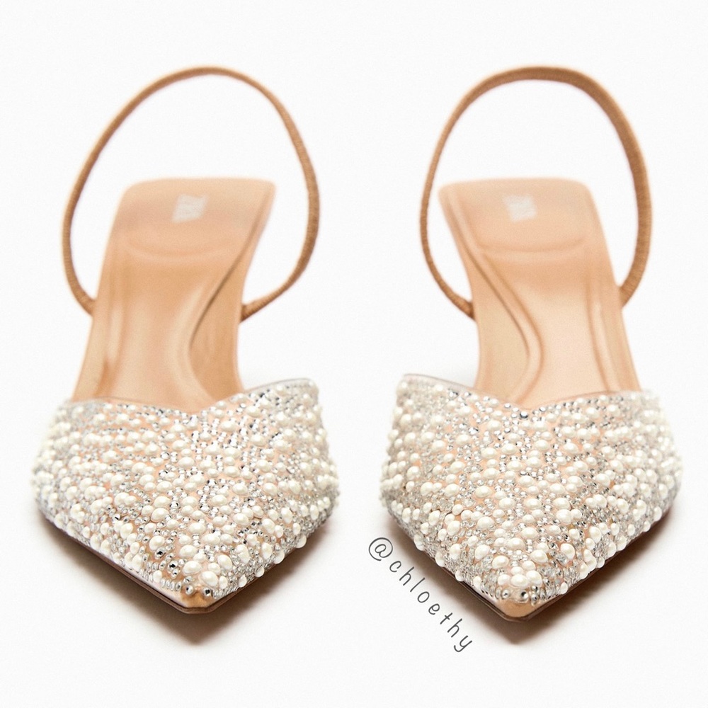 Zara PEARL HEELED SLINGBACKS - Picture 4 of 9